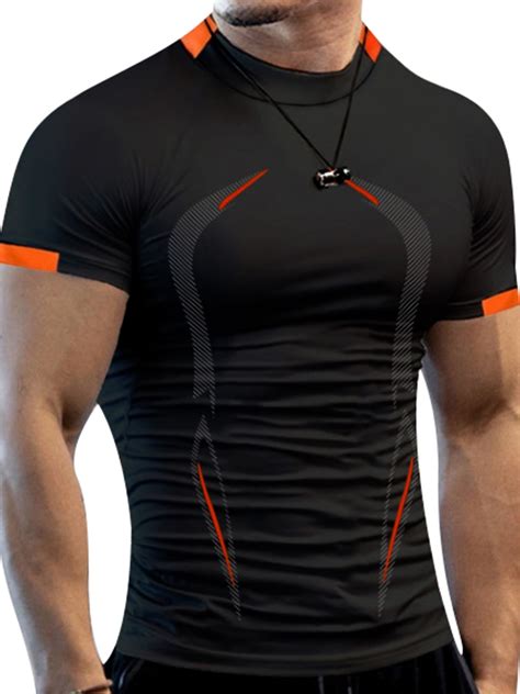 Mens Quick Dry Fit Athletic Shirts Short Sleeve Workout Gym Sports T ...