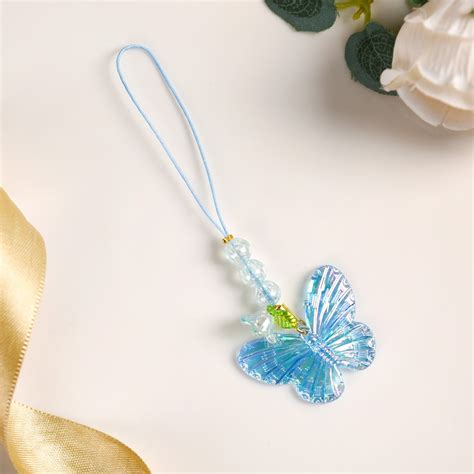 Butterfly Floral Phone Charm Blue Online - Premium Phone Charm | Nestasia
