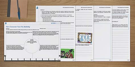 Film Character Fact File Activity