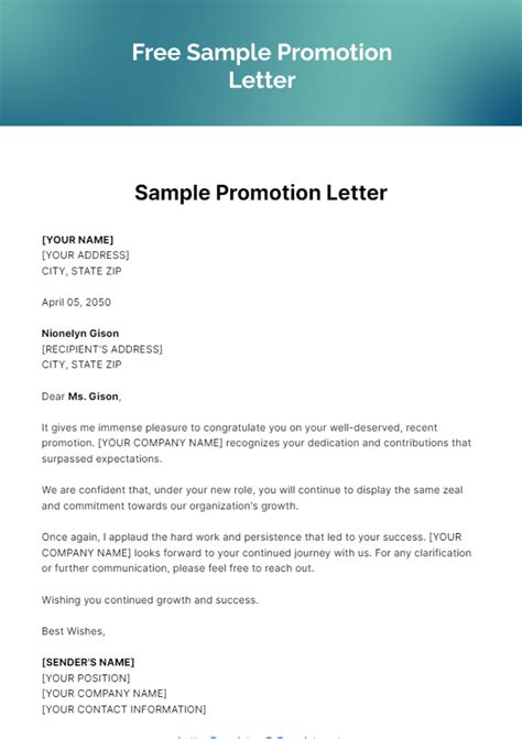 Image result for Promotion Letter Sample