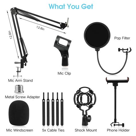 Microphone Stand, EPTISON Mic Boom Arm with Adjustable Suspension ...