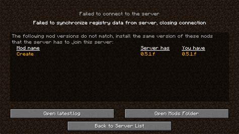 Create Mod Causing Server to Refuse Connection 的图像结果