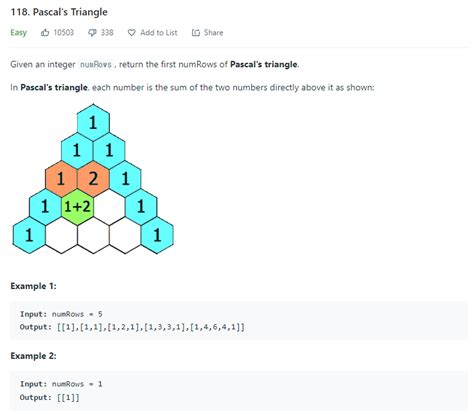 Pascal's Triangle LeetCode 的图像结果