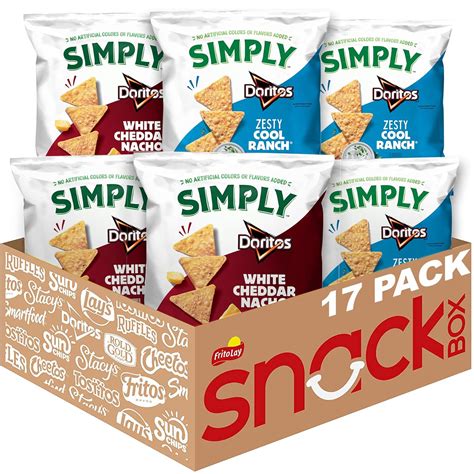 Simply, Doritos White Cheddar Nacho and Zesty Ranch Variety Pack, 0.875 Oz (Pack of 17)