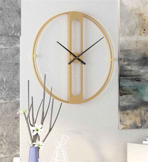Buy Contemporary Gold Analog Wall Clock by Handicraft Town Online ...