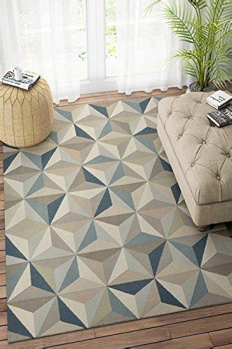 Buy Imperial Knots Grey Blue Geometric Hand Woven Dhurrie Online at Low ...