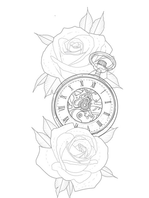 Pin by rosielson ramos on Decalquer | Pocket watch tattoo design, Watch tattoo design, Clock ...