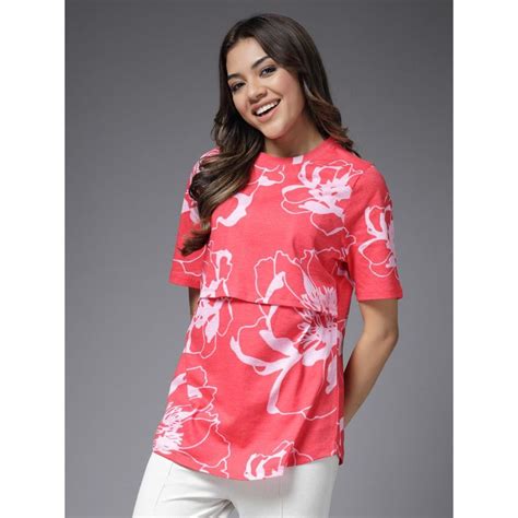 Buy Zelena Women Half Sleeves Cotton Printed Maternity Zipless Feeding ...