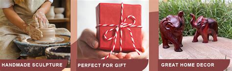 Buy RDK® Natural Original Red Sandalwood Elephant Pair Idol Statue Lal ...