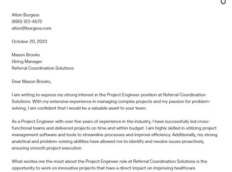 Image result for Cover Letter Project Engineering Examples