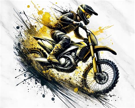Watercolor Dirt Bike Clipart, Motocross Motorcycle Clipart, Racing Bike ...
