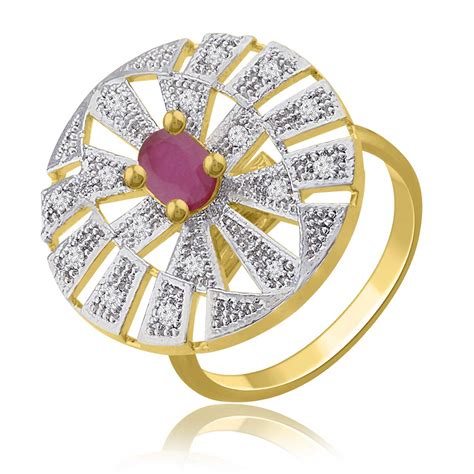 Spargz Contemporary Brass Gold Plated CZ Stone Ring for Women : Amazon ...