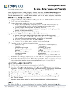 Fillable Online Tenant Improvement Permits - City of Lynnwood Fax Email ...