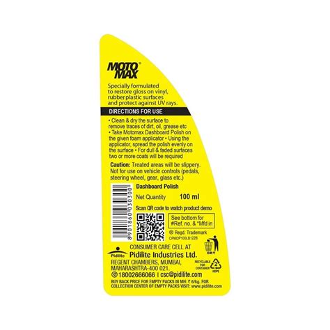 Pidilite Motomax Dashboard Polish (CRT Pack) 100ml