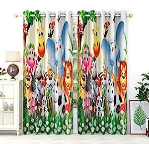 Buy KNIT VIBES 3D Cartoon Animals Design Curtains for Kids Room, School ...