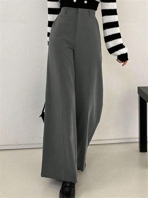 Kotty Women Grey High-Rise Wide Leg Formal Trouser – KOTTY