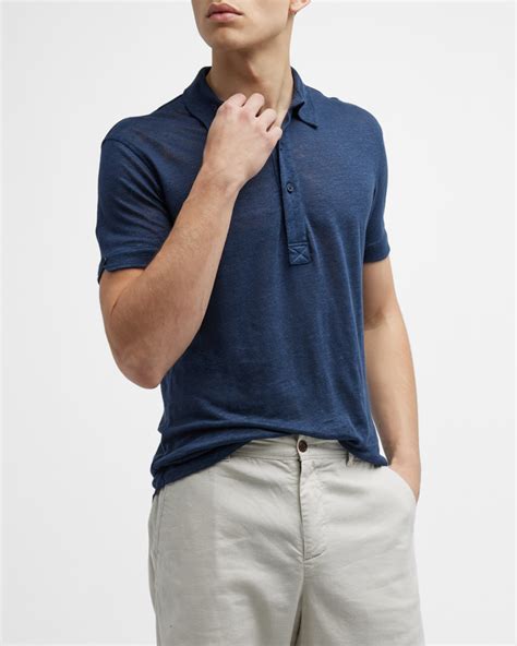 Orlebar Brown Men's Sebastian Linen Polo Shirt | Neiman Marcus