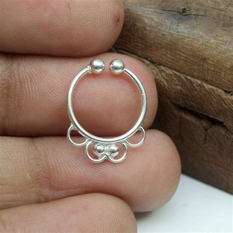 Sterling Silver Septum Nose Ring Tribal style For women – Karizma Jewels