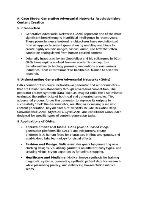 AI Case Study: The Impact of GANs on Content Creation and Innovation ...