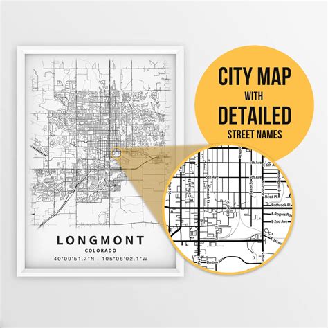 Printable Map of Longmont, Colorado, USA With Street Names - Instant ...