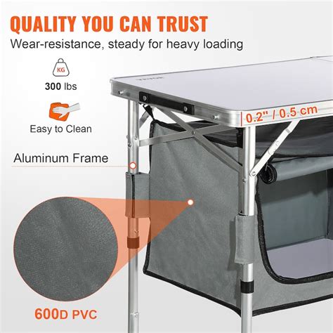 VEVOR 47.2-in Gray Extruded Aluminum Square Folding Picnic Table ...