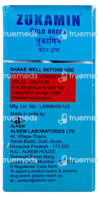 Zukamin Cold 252 Mg Drops 15 Ml - Uses, Side Effects, Dosage, Price ...