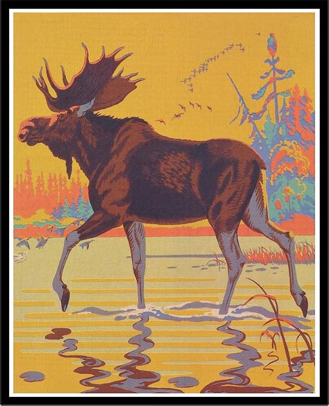 Amazon.com: Poster Master Vintage Moose Poster - Retro Moose in the ...