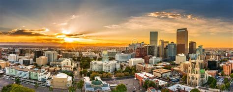 Colorado Capitol and Denver, Colorado Skyline at Sunset Stock Photo ...