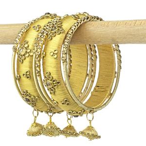 Traditional Thread Bracelet Set With Stones And Jhumki – BANGLES BY LESHYA