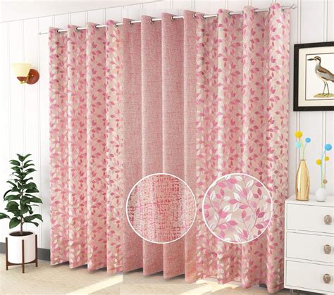 Buy DEVSANG Jacquard 2 Leaves and 1 Texture Eyelet Door Curtain 7 feet ...