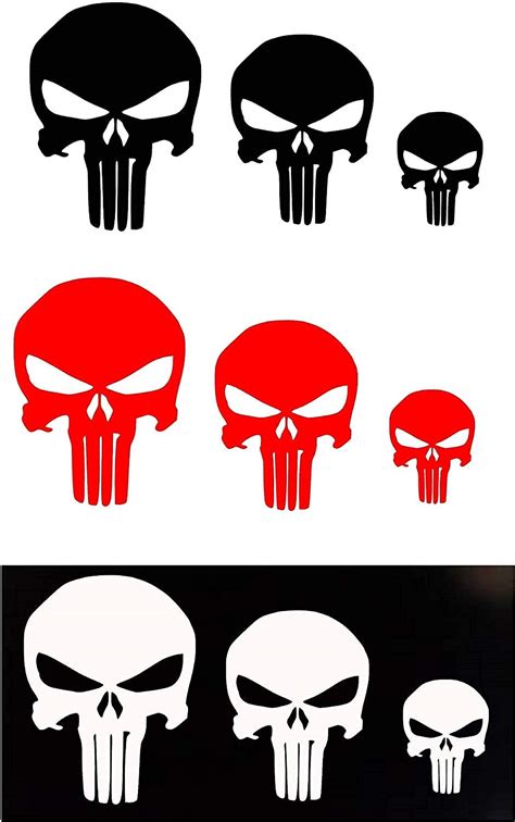 Delzam Punisher Skull Vinyl Decal Sticker White Black Color Car ...