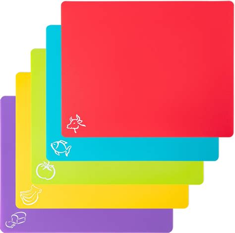 Amazon.com: 5 Pieces Flexible Cutting Boards, BPA Free Plastic Cutting ...