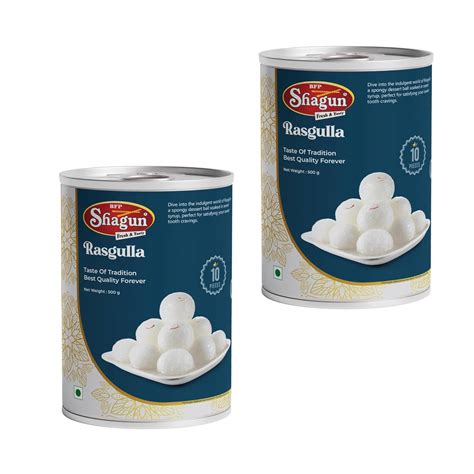 Shagun Rasgulla 1Kg (500Gm Pack of 2) | Authentic Indian Sweet Rich ...