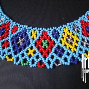 Buy Blue Beaded Necklace Ukraine Seed Bead Necklace Traditional ...