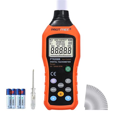 MS6208B Non-Contact Digital Tachometer, Laser Photo 50-99,999 RPM High ...