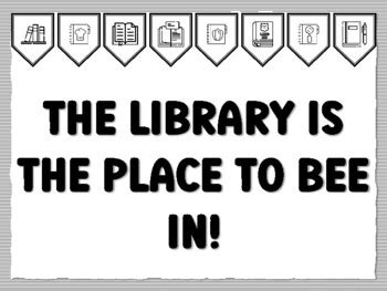 THE LIBRARY IS THE PLACE TO BEE IN! Library Bulletin Board Kit school ...