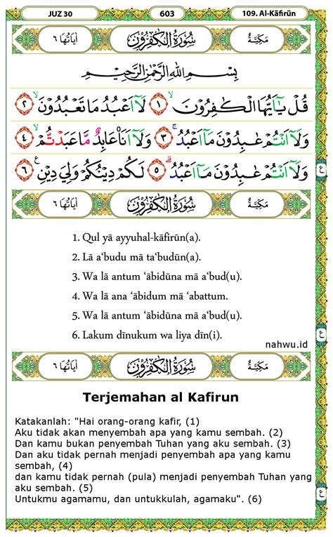 Surah Al Kafirun Beserta Artinya