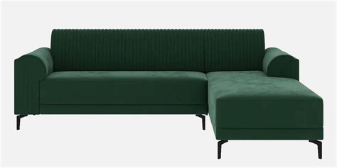 Zyra Water-Repellant Velvet Fabric LHS Sectional Sofa (3 + Lounger) in ...