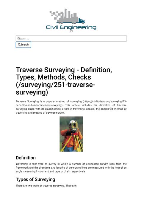 Traverse Surveying: Definition, Types, Methods & Checks - CE 16988 ...