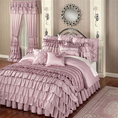 Enchante Dusty Mauve Ruffled Comforter Bedding | Bedroom comforter sets ...