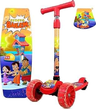 Kidsmate Chhota Bheem Kick Scooter for Kids | 4-Level Height Adjustable ...