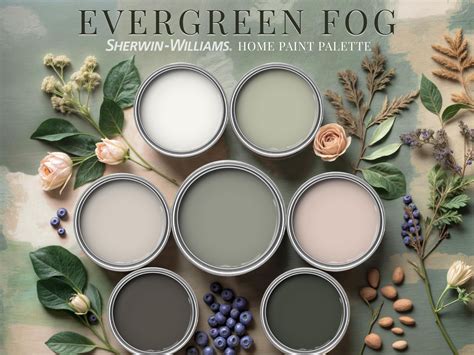 Evergreen Fog Home Paint Palette, Sherwin Williams 2024 Inspired, Whole ...
