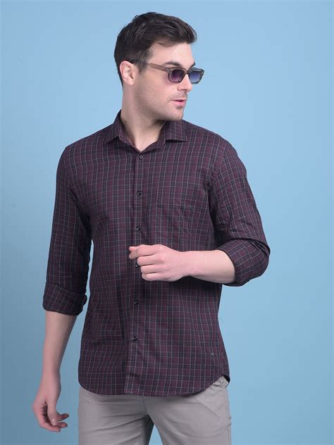 Brown Tartan Check 100% Cotton Shirt – Crimsoune Club