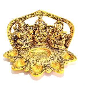 Tryiba Lord Laxmi Ganesh Saraswati Idols Oil Lamp Diya with 5 Deepak ...