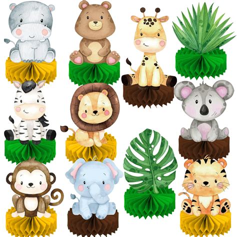 11pcs Jungle Animal Honeycomb Centerpieces Safari Baby Shower ...