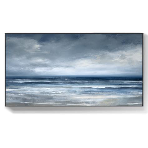 Large Seascape Wall Art Dark Blue Waves Painting Blue Ocean Canvas ...