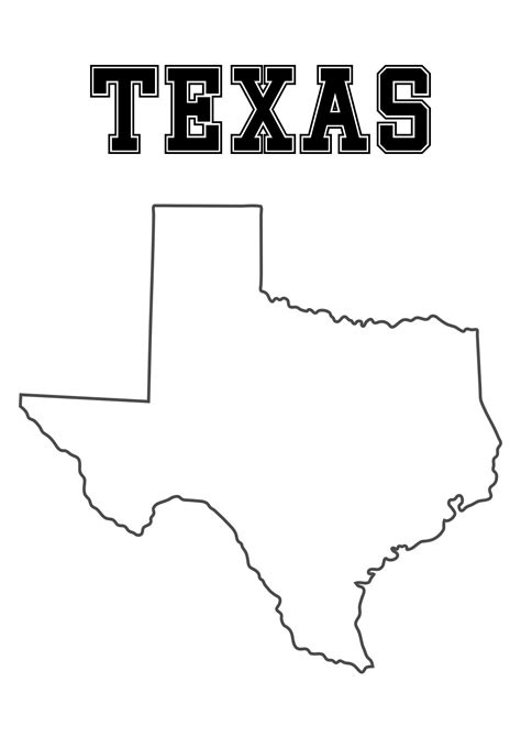 Printable Texas Map Sketch Coloring Page