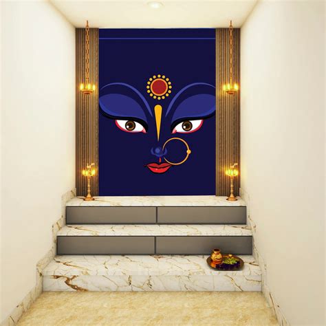 Beautiful Blue Face Durga Customised Wallpaper – Myindianthings