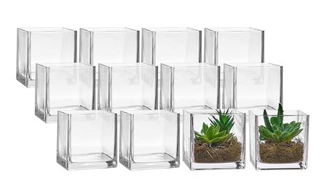Bulk Set Of 12 Glass Square Vases 5 X 5 | Desertcart INDIA