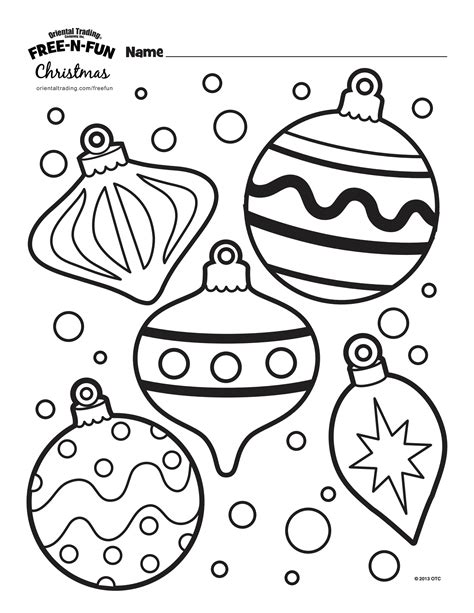 Printable Christmas Coloring Pages Ornaments